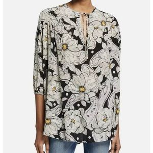 Biya by Johnny Was Giva Floral Blouse 100% Silk Size XS NWT